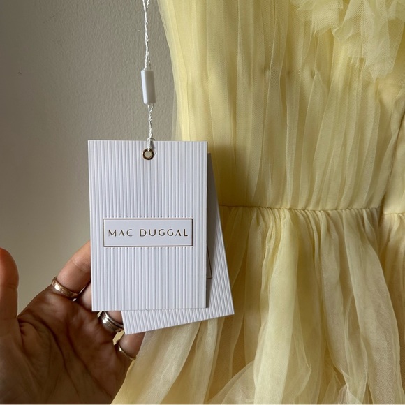 Mac Duggal 20570 Lemon Off-the-Shoulder High-Low Tulle Gown - Picture 5 of 7